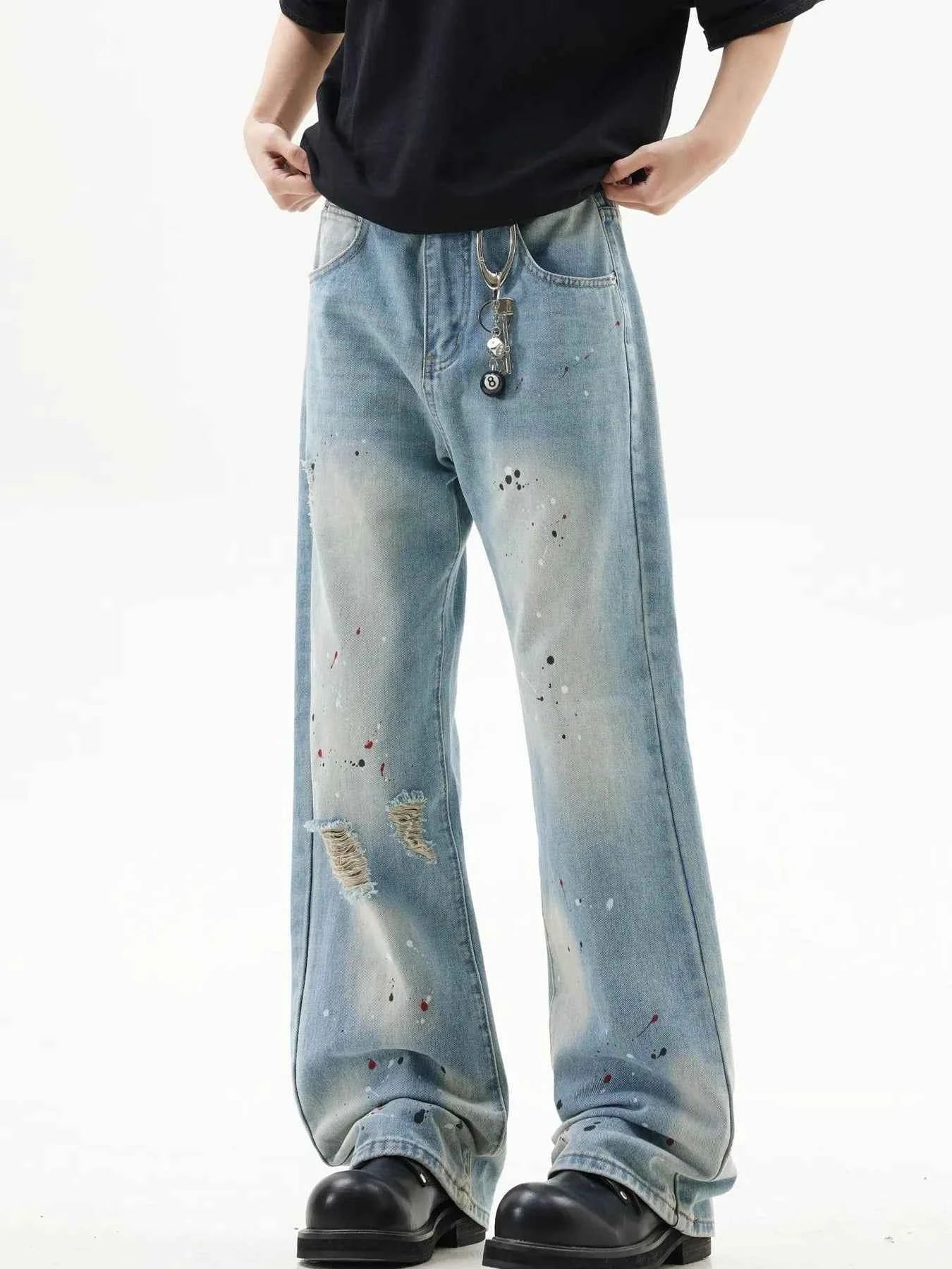 Men's Washed Distressed Bootcut Jeans